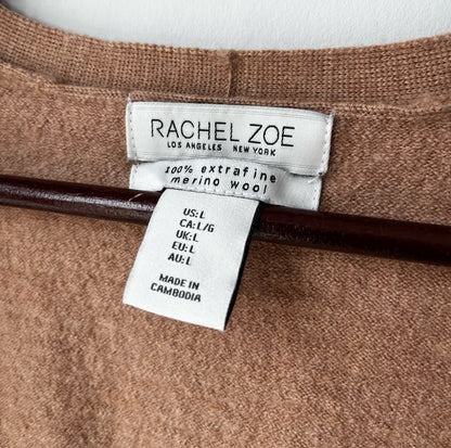 Rachel Zoe 100% Extra Fine Merino Wool Cardigan Camel