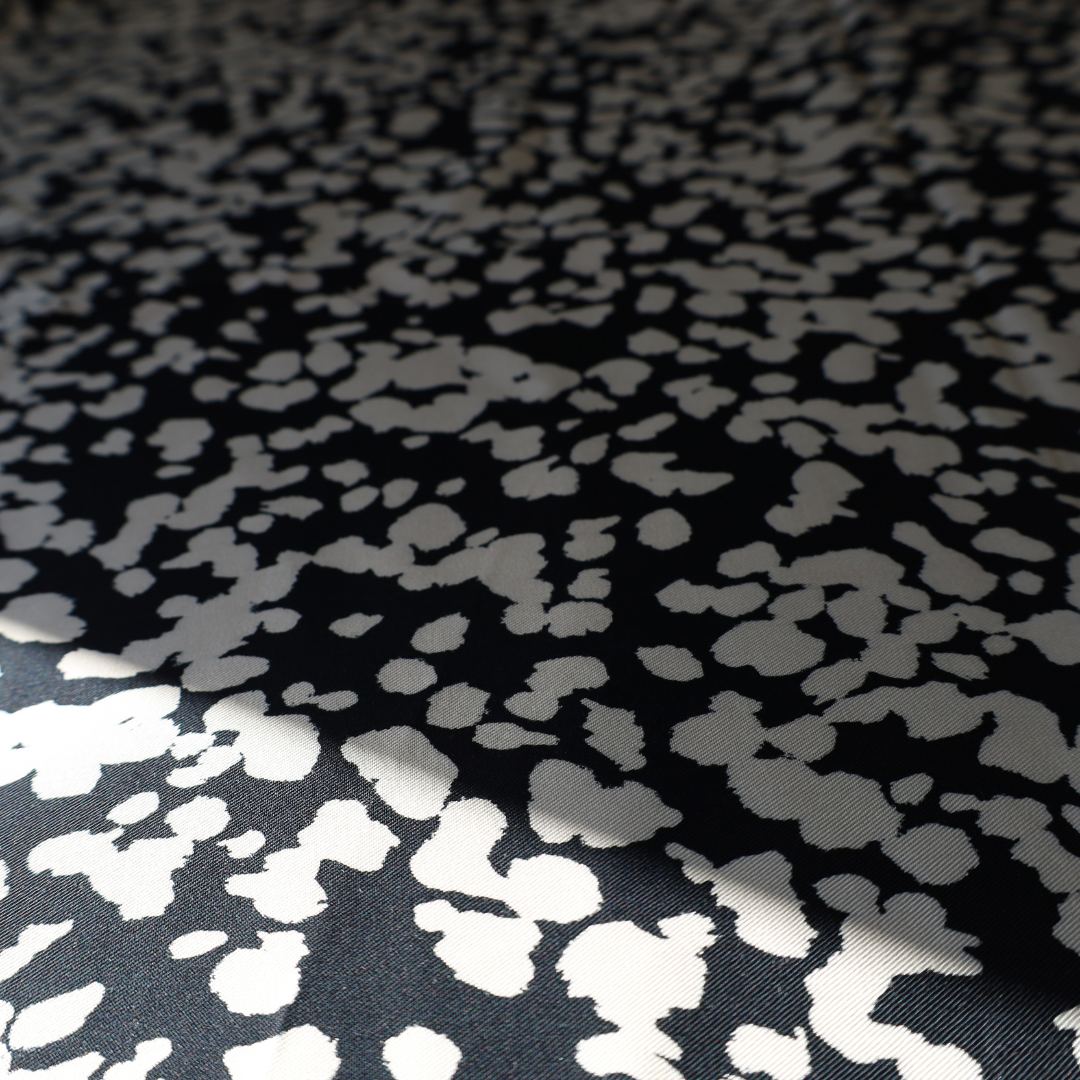 Lightweight and Airy Rayon Fabric - Black and White Abstract Print