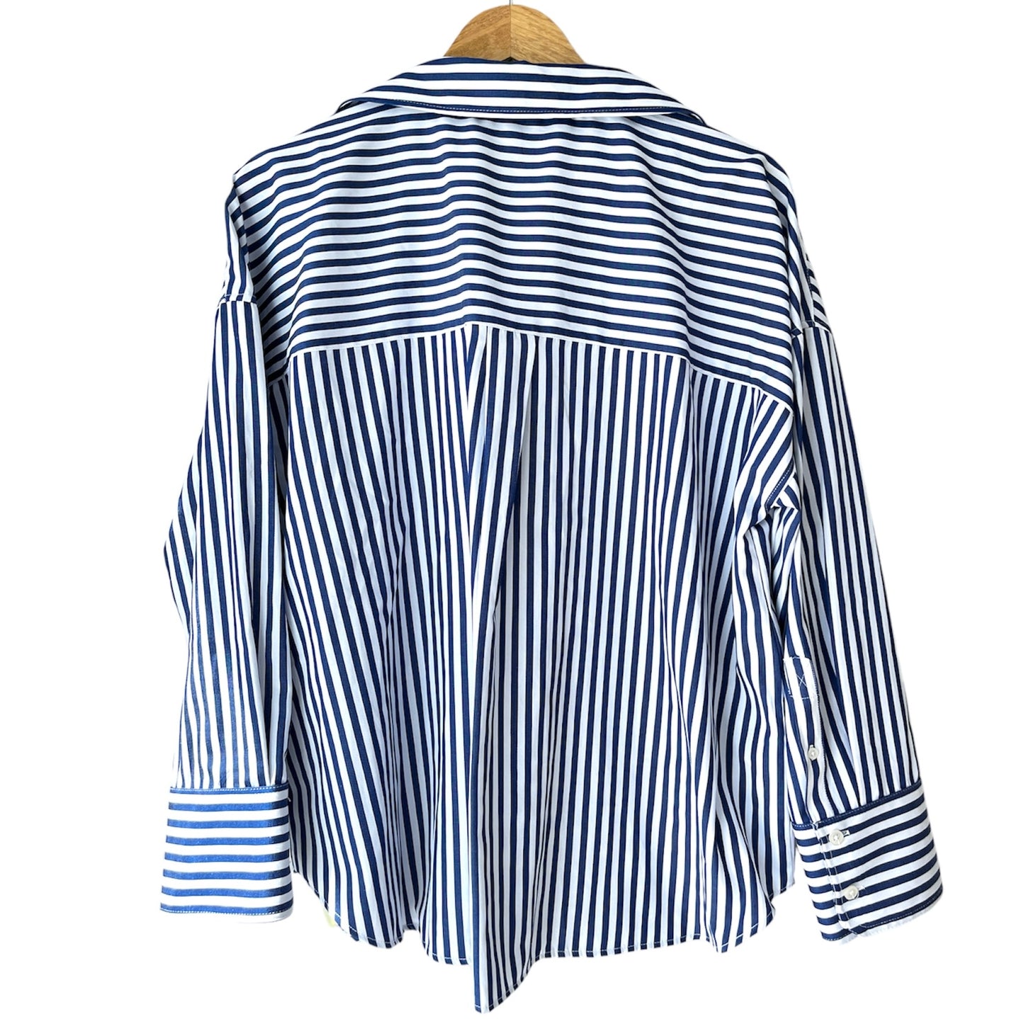 NWT Zara White & Blue Striped Poplin Shirt