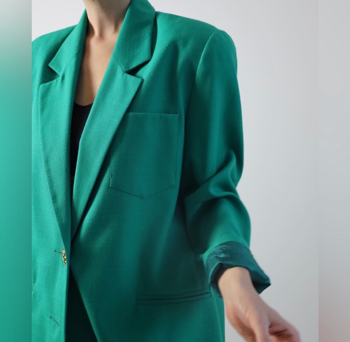 80s Vintage Green Skirt Suit Set | Made in Canada Size 14