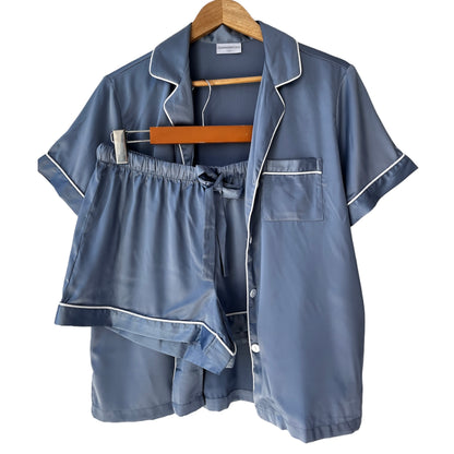 Serenedelicacy Baby Blue Satin Pajamas Shorts Set