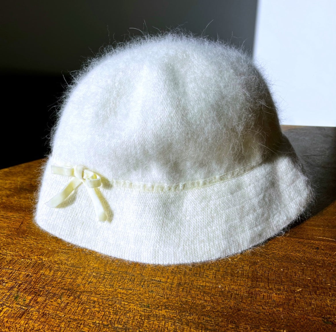 Y2K White Fuzzy Bucket Hat