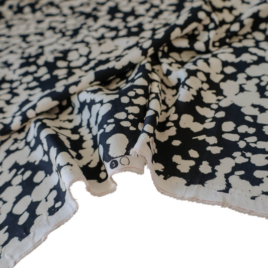 Lightweight and Airy Rayon Fabric - Black and White Abstract Print