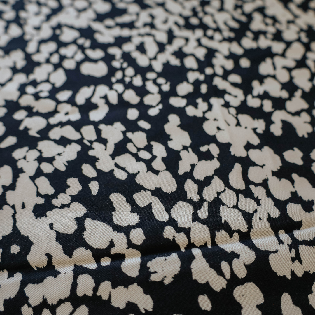 Lightweight and Airy Rayon Fabric - Black and White Abstract Print