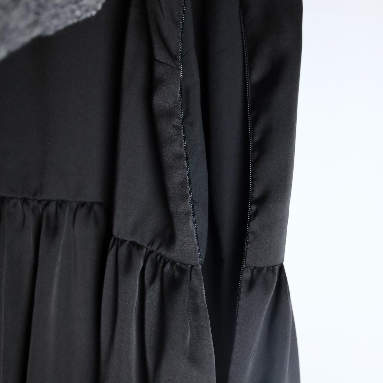 Frank & Oak Solid Black Satin Halter Dress