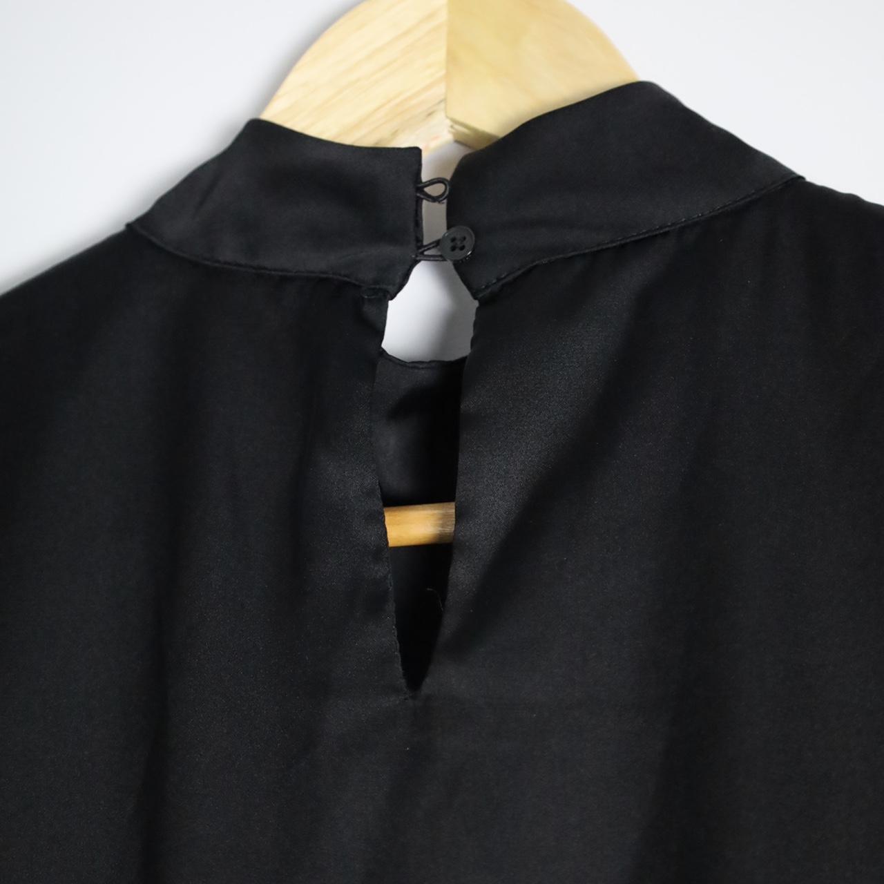 Frank & Oak Solid Black Satin Halter Dress