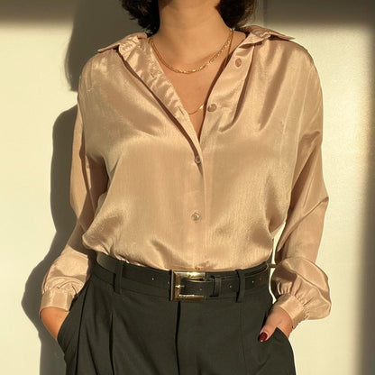 Gold Sheen Shirt | Relaxed fit Long Sleeve Button Down