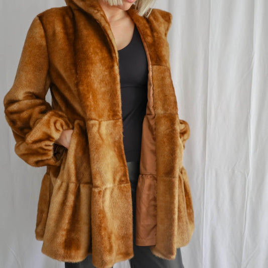 Faux Mink Fur Coat with Hood