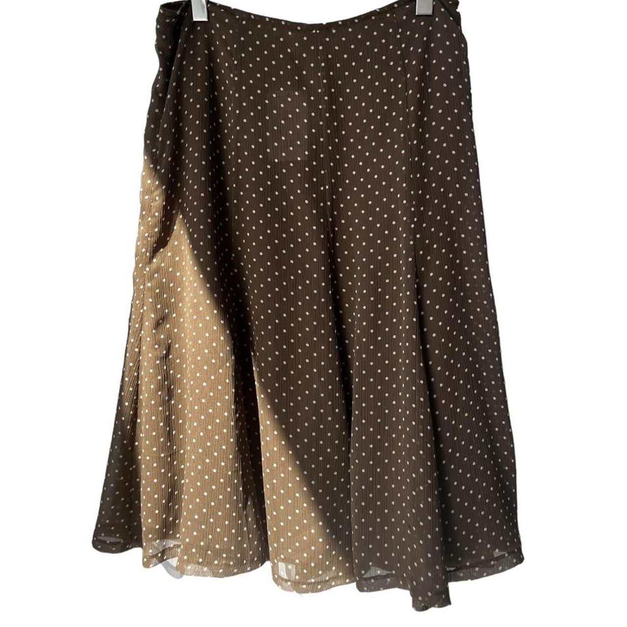 Rafaella Brown Polkadot A-Line Midi Skirt