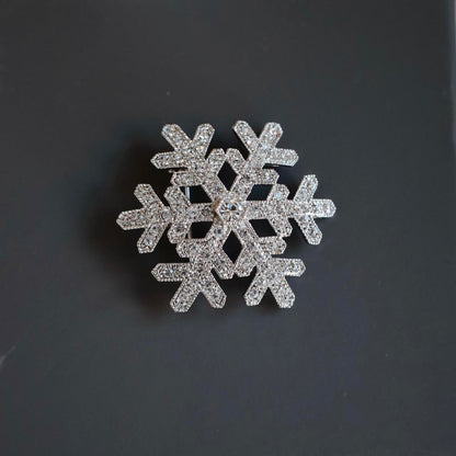 Silver Plated Crystal Snowflake Pin Brooch