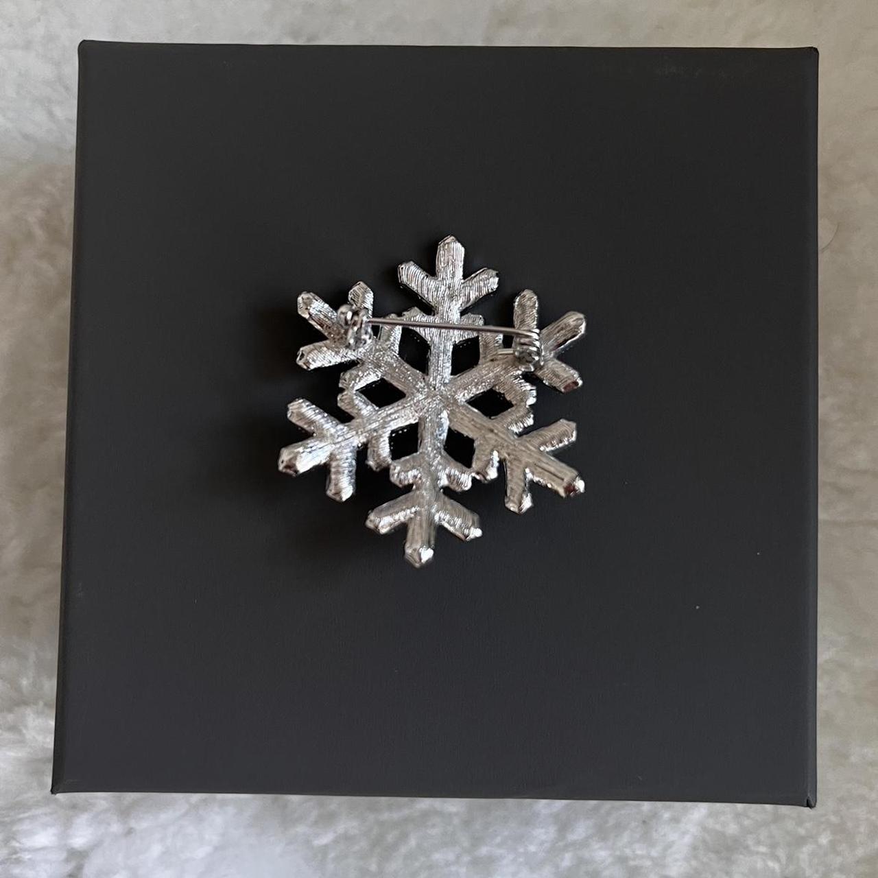 Silver Plated Crystal Snowflake Pin Brooch