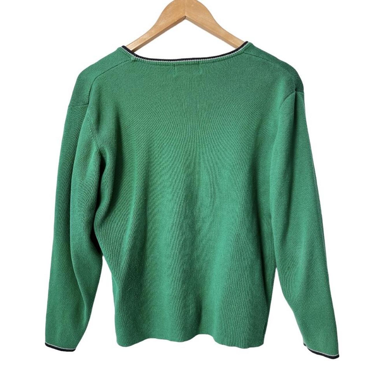 Vintage Teal Green Stripe Edge Knitted Cardigan