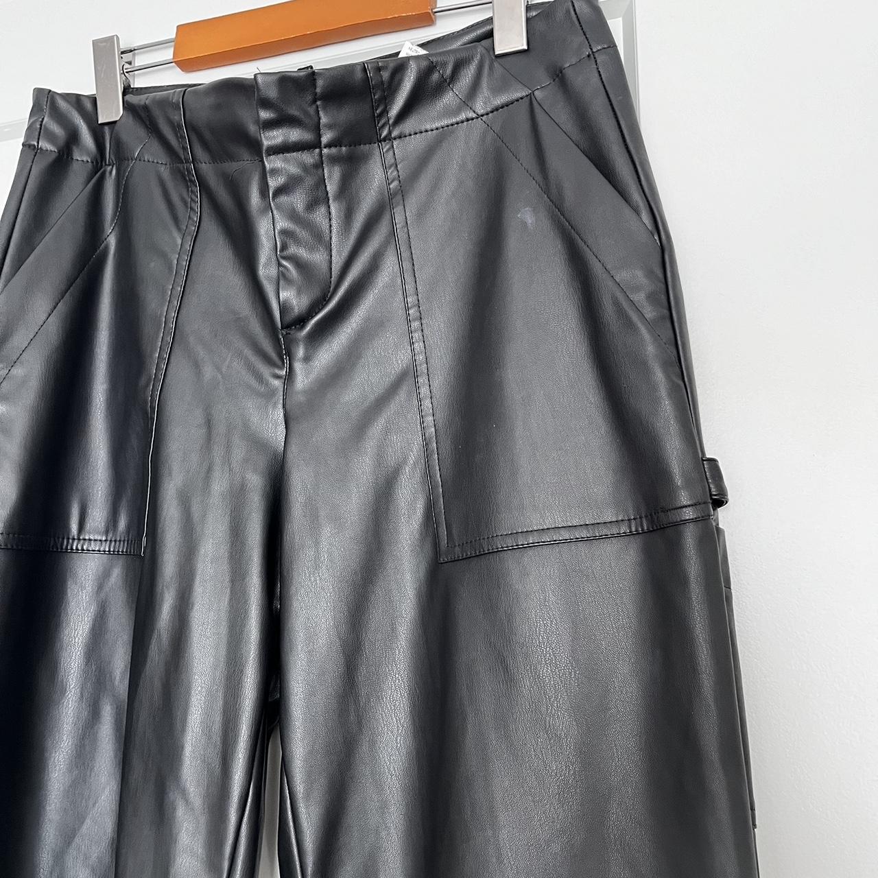 Zara Faux Leather Straight Leg Cargo Pants
