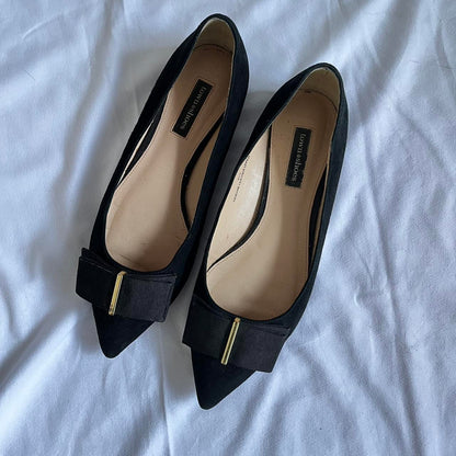 Town Shoes Black Pointy Toe Ballet Flats