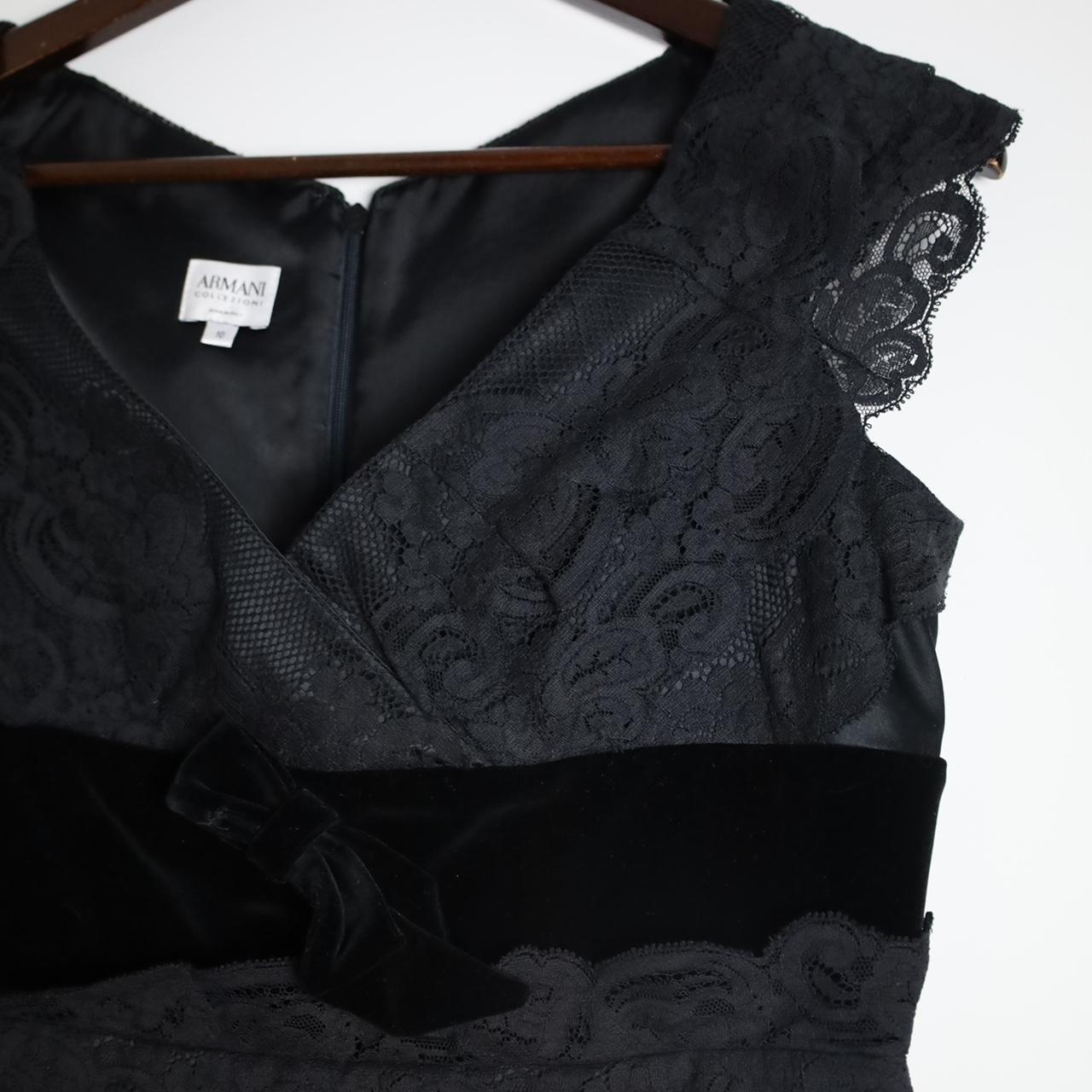 Armani Collezioni Black Tier Lace Midi Dress