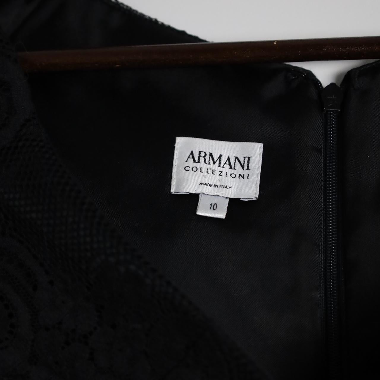 Armani Collezioni Black Tier Lace Midi Dress