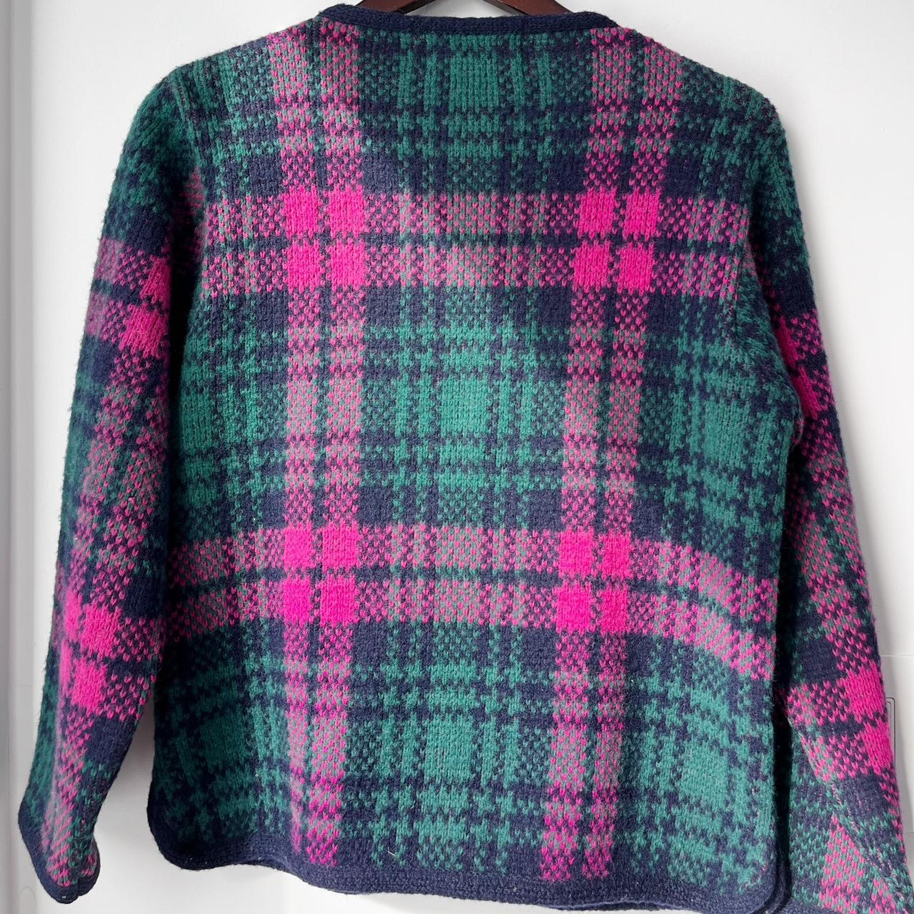 Vintage 1980’s Robert MacKie of Scotland  Pure Wool Plaid Cardigan Jumper