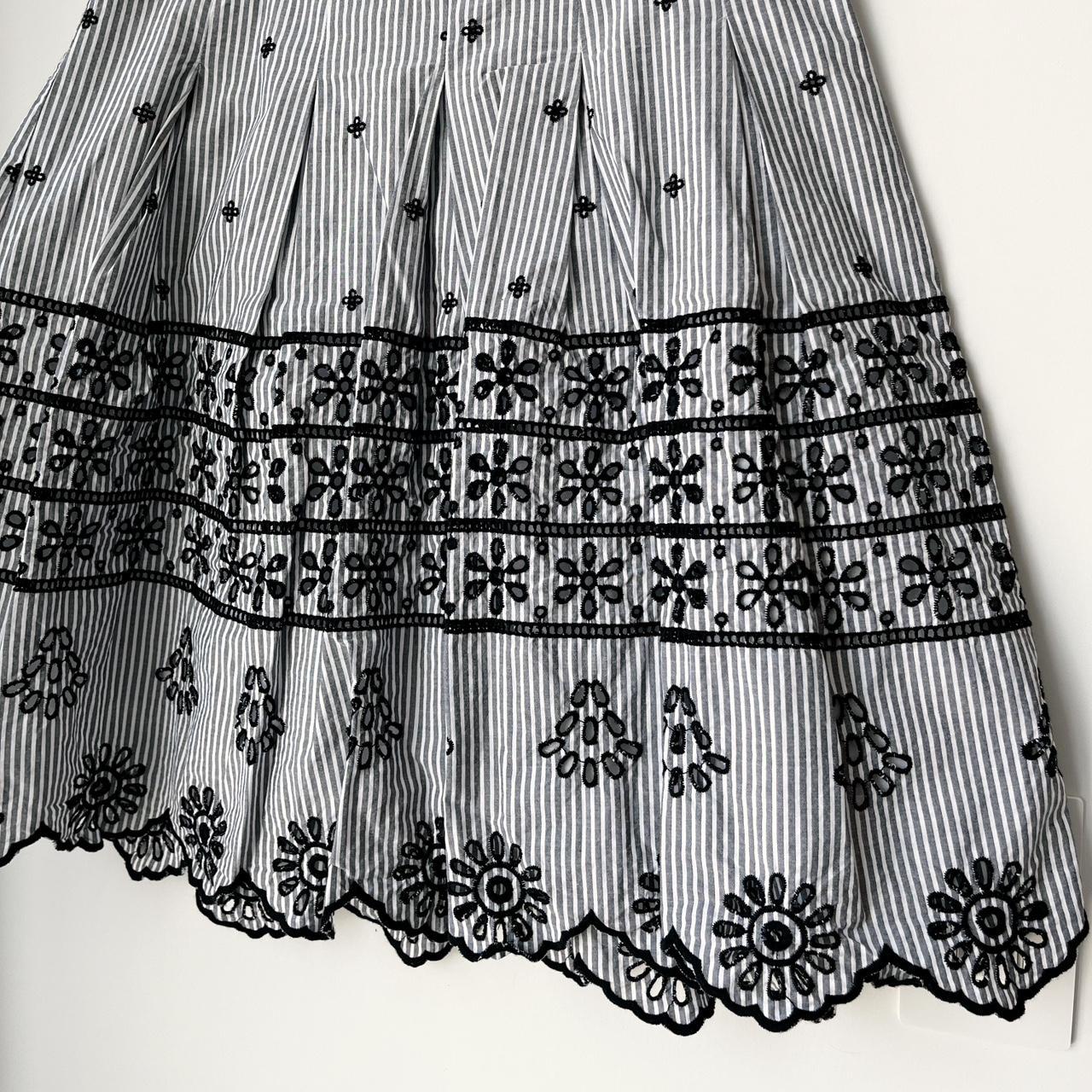 Talbots Grey and Black Stripped Eyelet Cotton Skirt